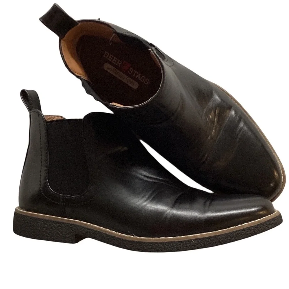 Deer‎ Stags Zane Black Leather Memory Foam Chelsea Boots Mens Size 5M